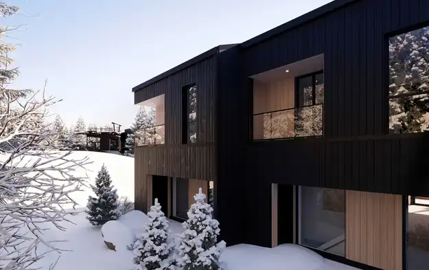 Exterior view of modern condos for sale in Mont Tremblant